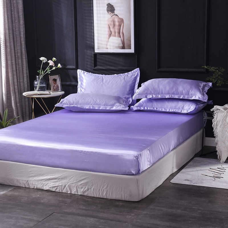 Sheets & Sets Liv-Esthete 1PCS Healthy Luxury Fitted Sheet Mattress Cover Green Bed On Elastic Band Adult Rubber Satin Silk