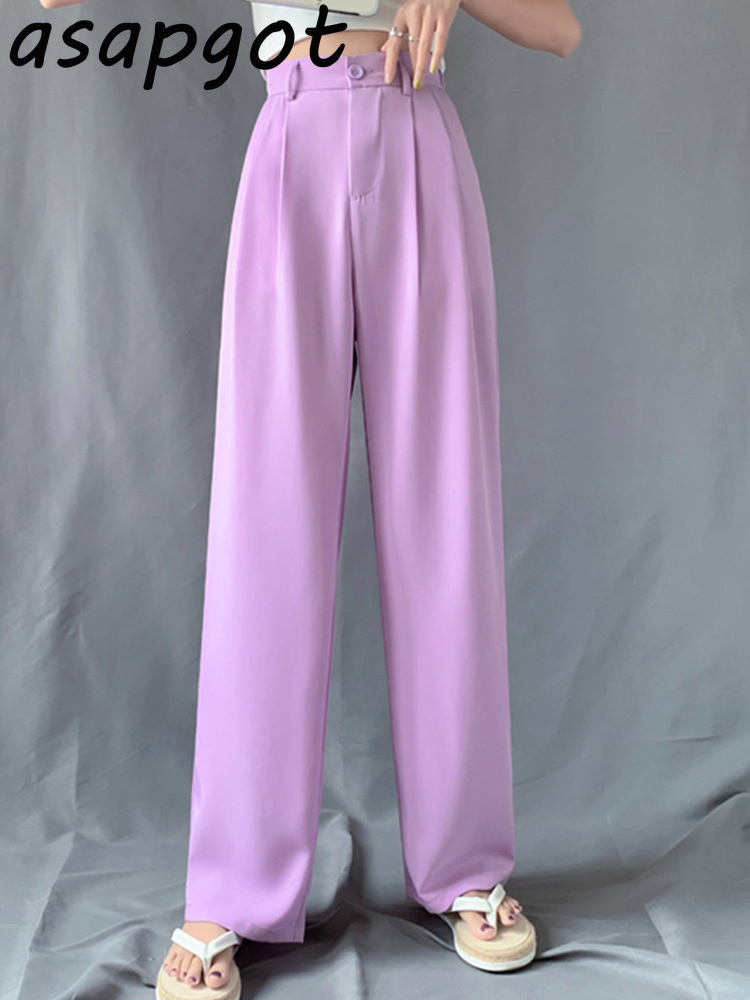 Pants & Capris 5color Loose Plus Size High Waist Black Suit Wide Leg Pant Women Straight Drop Pantalones Mujer Wild 210429