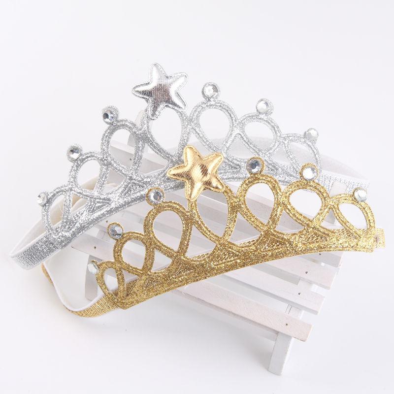 Girls crown headband Princess Tiaras Crown Gold Silver Headband Elastic Birthday Gift Photography Props Infant Baby