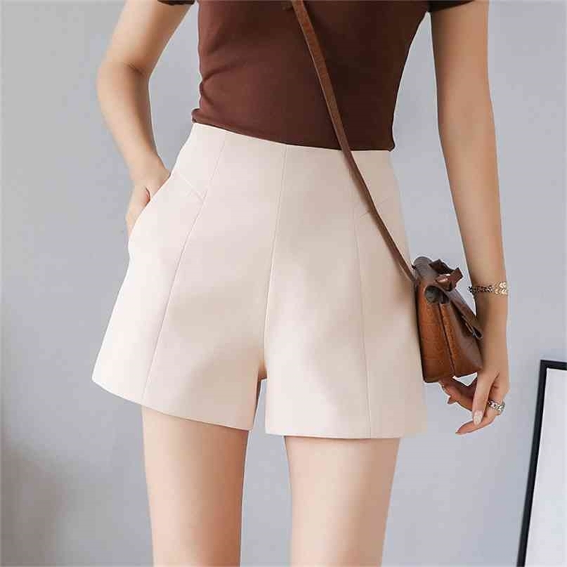 S-2xl Summer Autumn Spring Chiffonladies Shorts Women High Waist Loose Short Solid Black Casual Mujer 210714