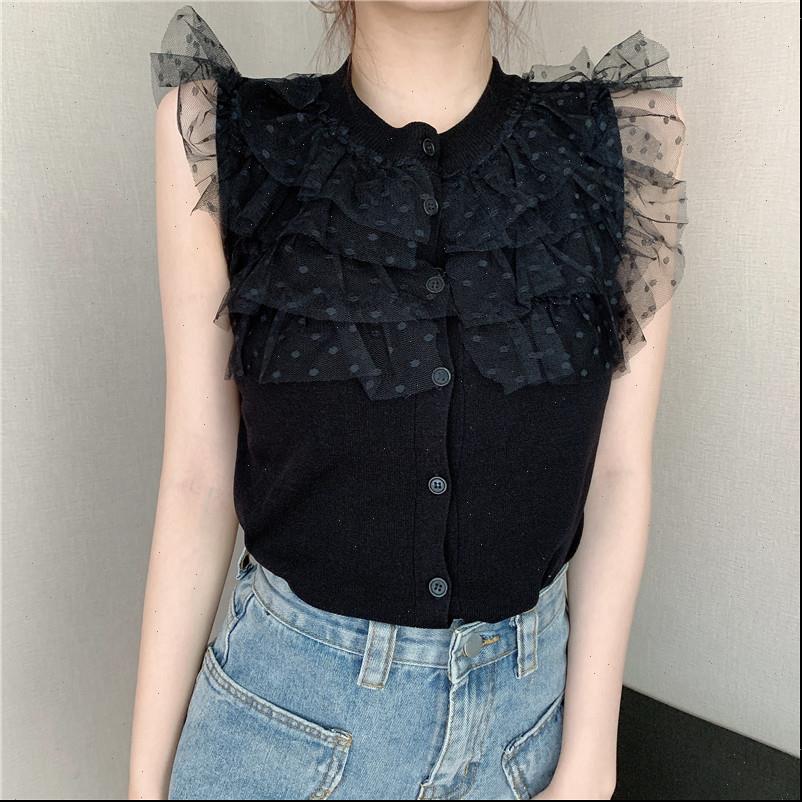 women fashion knitting tanks patchwork lace sweet lady sleeveless ruffles t shirts sweater cardigans, White
women fashion knitting tanks patchwork lace sweet lady sleeveless ruffles t shirts sweater cardigans, White