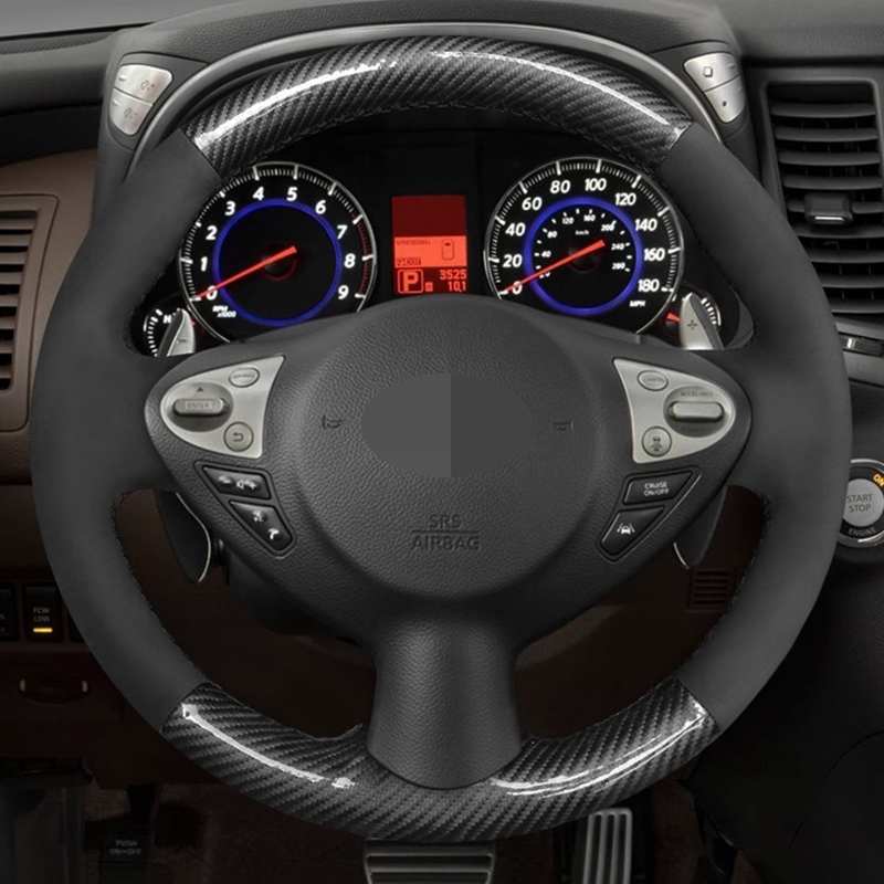 

Car Steering Wheel Cover Black Carbon Fiber Suede For Infiniti FX FX35 FX37 FX50 QX70 Nissan Juke Maxima 370Z Sentra SV