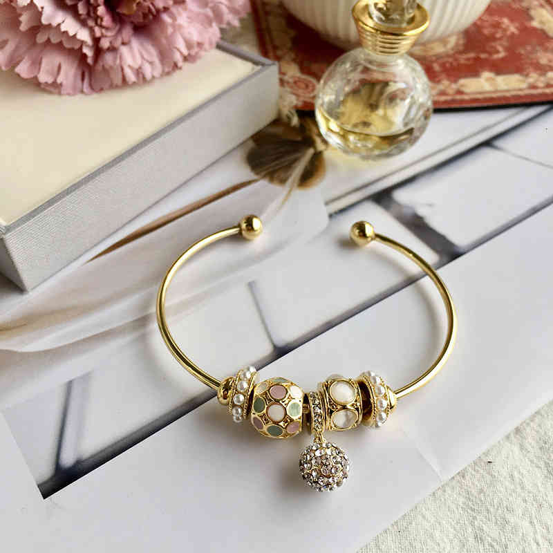 Charm Bracelets 56 Micro Inlaid Zircon Oil Dripping Glass Bracelet