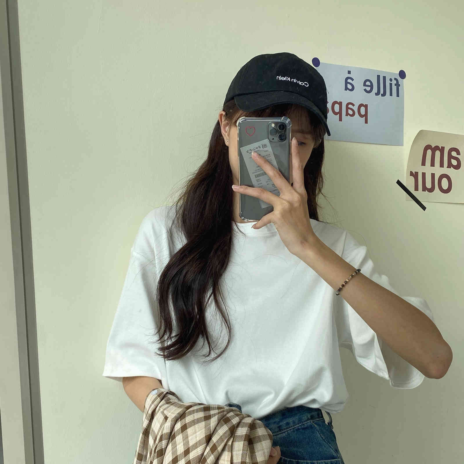 Casual Minimalist Printed Short Sleeves Female Basic Brief Tops Arrival Loose Stylish Women All Match T-shirt 210421