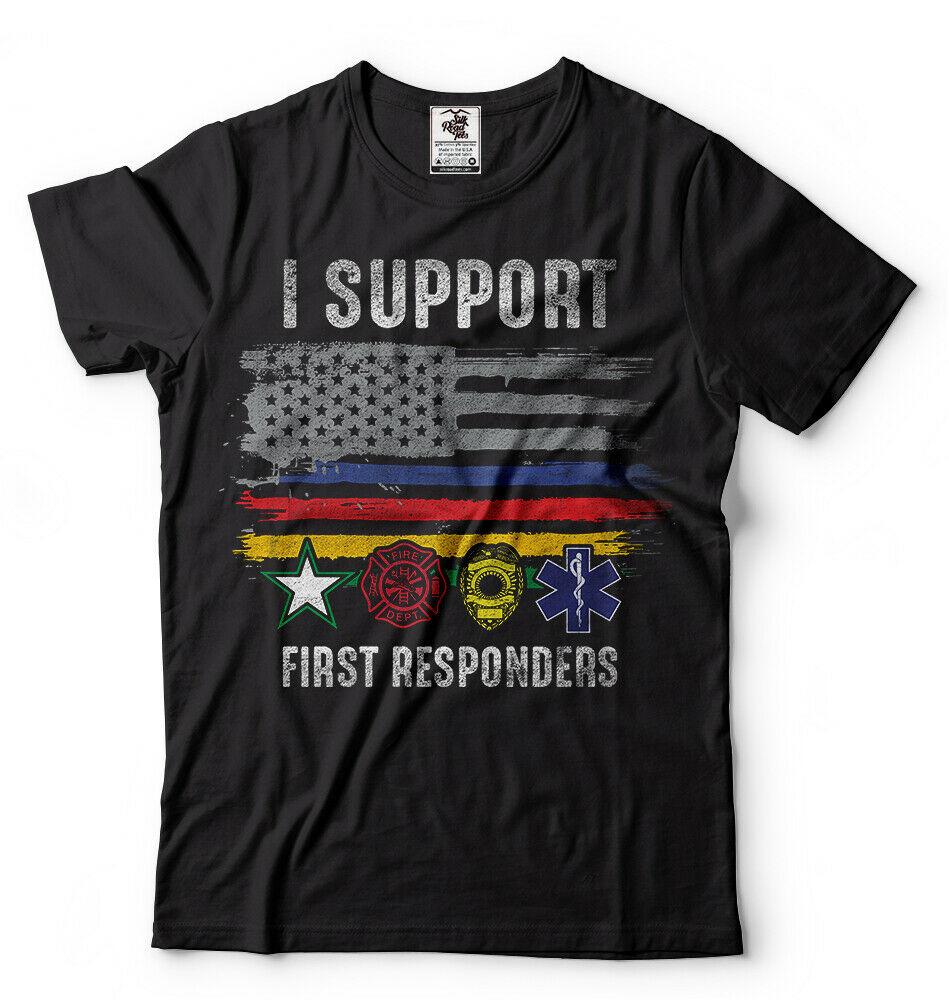 First Responder T-shirt Firefighter Police EMT Military T-shirt American Flag T