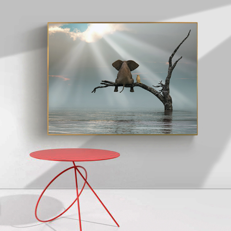 Funny Animal Poster Wall Art Canvas Painting Cute Elephant Picture HD Print For Kids Room And Bedroom Decoration No Frame