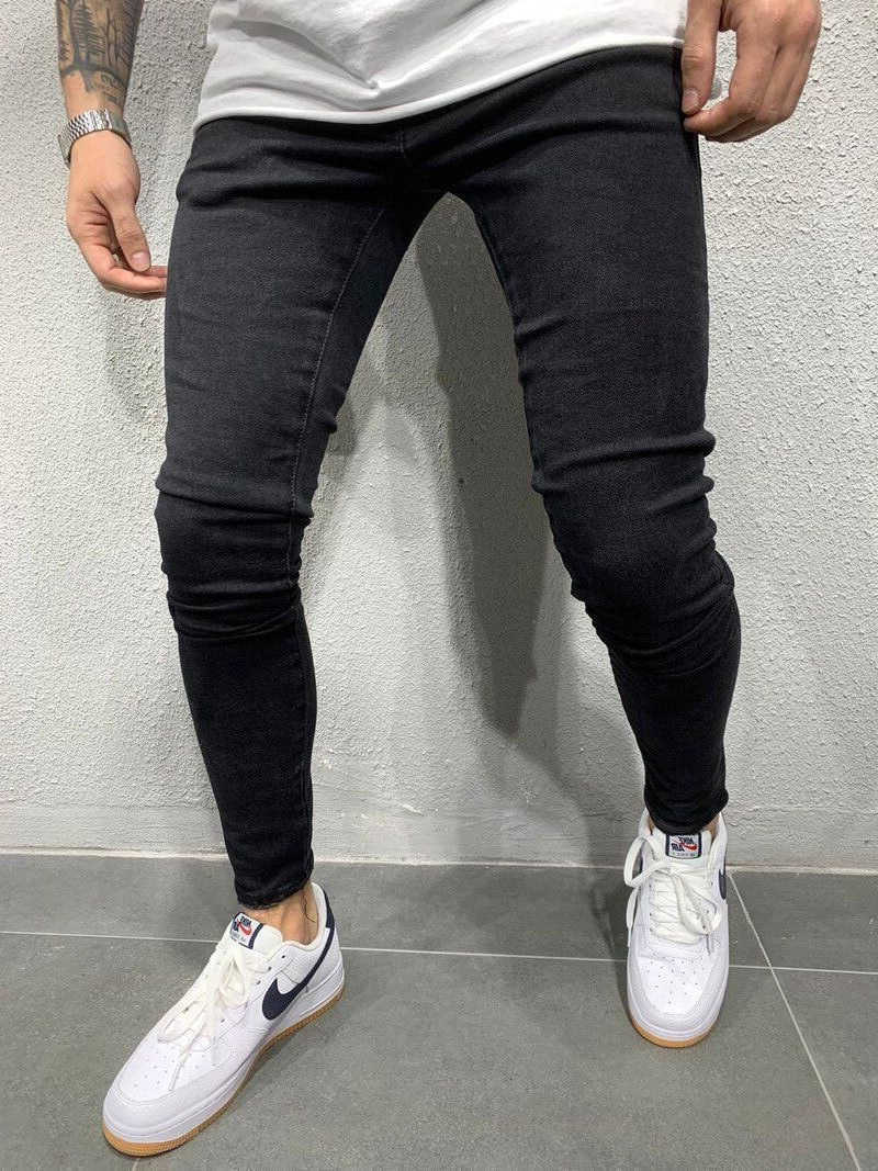 Fashion Men Skinny jeans Stretchy Pant Denim Slim Fit Long Bike Jeans pant Trouser 211011