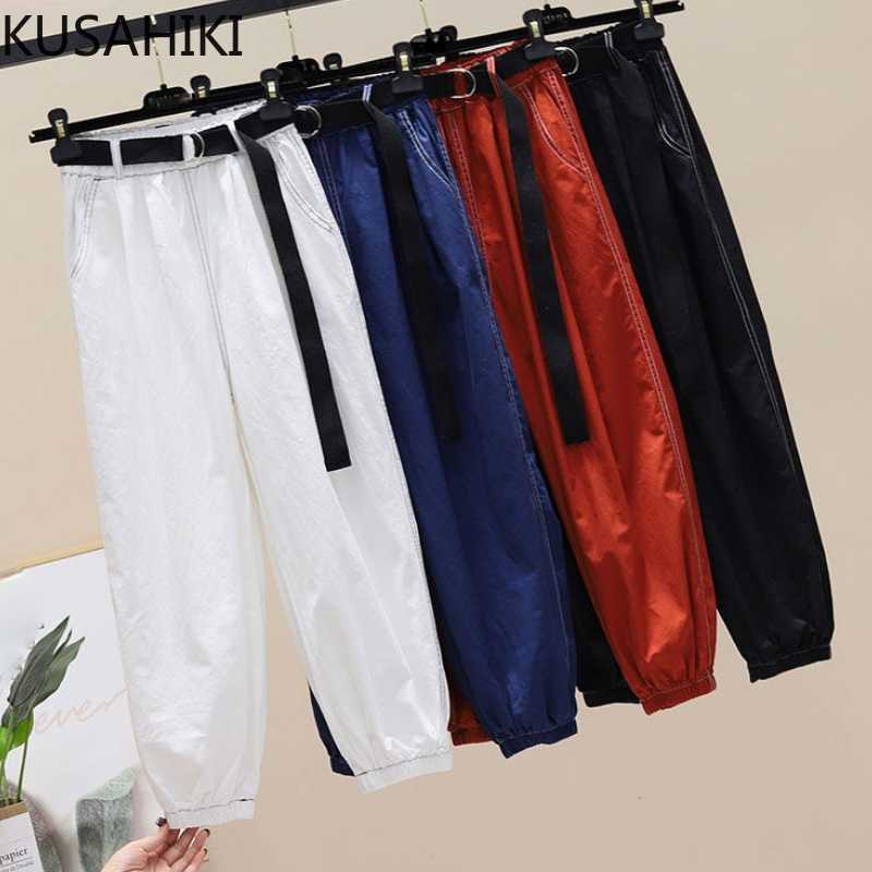 KUSAHIKI Cargo Pants Women Summer Thin Belt High Waist Ankle-length Trousers Fashion Harem Pants Mujer Pantalones 6J369 210602, Black
KUSAHIKI Cargo Pants Women Summer Thin Belt High Waist Ankle-length Trousers Fashion Harem Pants Mujer Pantalones 6J369 210602, Black