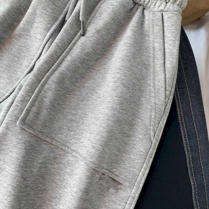 Men women trousers casual pants large loose-fitting feet, solid color sports fat sister drawstring nine-point 100KG 210526