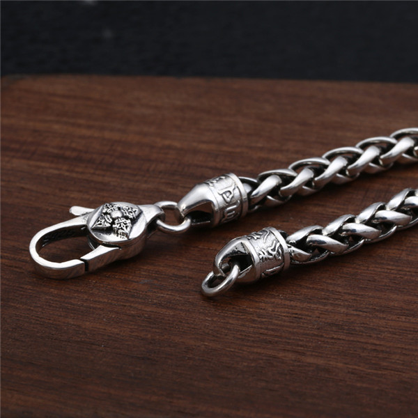 Quality 925 Sterling silver Braided foxtail link chain bracelets 5mm American European antique handmade vintage designer luxury jewelry accessories gi