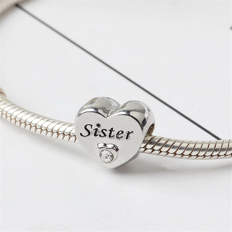Big Heart Charm Bead Hole Alloy 925 Silver Plated Fashion Women Jewelry European Style For DIY Bracelet Necklace