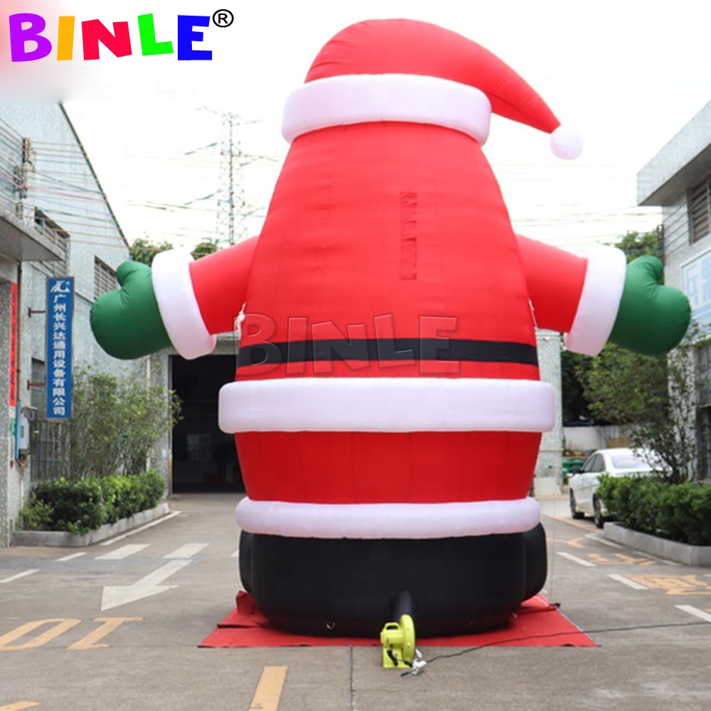 Fantastic Giant Christmas Inflatable Santa Claus With Green Gloves&Black Belts Blower For Outdoor Decorations