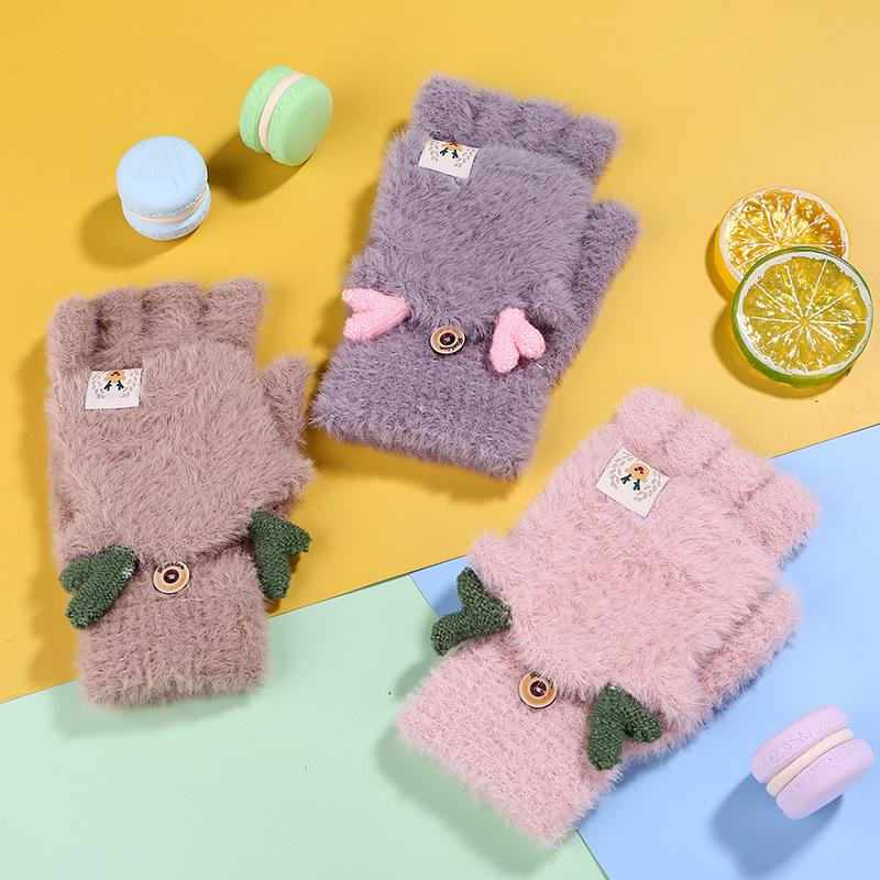 Five Fingers Gloves Cartoon Winter Women Cashmere Knitted Autumn Hand Warmer Thicken Lining Half Finger Skiing Short Wrist, Blue;gray
Five Fingers Gloves Cartoon Winter Women Cashmere Knitted Autumn Hand Warmer Thicken Lining Half Finger Skiing Short Wrist, Blue;gray