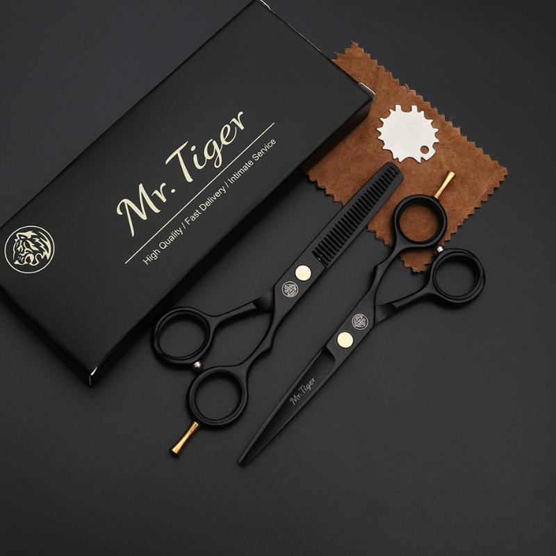 Hair Scissors 5.5 6.0 Black Japan Professional Hairdressing Barber Thinning Scissor Hairdresser Haircut Shears Set