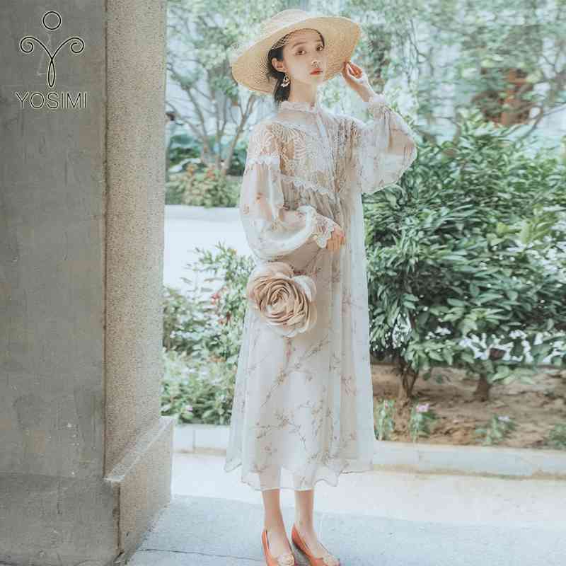 YOSIMI Summer Vintage Voile and Lace Hollow Out Print Long Women Dress Full Sleeve Loose Stand-neck Mid-calf 2 Piece Sets 210604, Mixed color
YOSIMI Summer Vintage Voile and Lace Hollow Out Print Long Women Dress Full Sleeve Loose Stand-neck Mid-calf 2 Piece Sets 210604, Mixed color