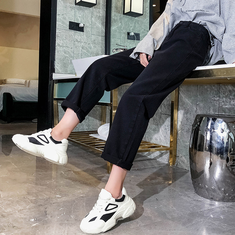 Fashion White Chic High Waist Loose Harem Women Trousers Casual Pants with Button Wide Leg Jeans 11064 210417