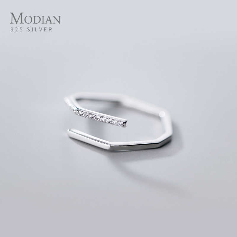 Genuine 925 Strling Sliver Shining CZ Geometrc Polygon Slim Ring for Women Free Size Korea Style Fine Jewelry Gift 210707
Genuine 925 Strling Sliver Shining CZ Geometrc Polygon Slim Ring for Women Free Size Korea Style Fine Jewelry Gift 210707