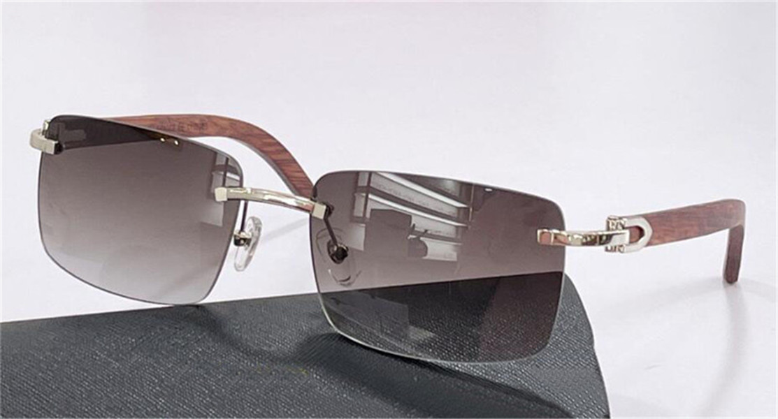 New fashion design sunglasses and optical eyewear 0228 square frameless wooden temples simple versatile style UV400 protective glasses