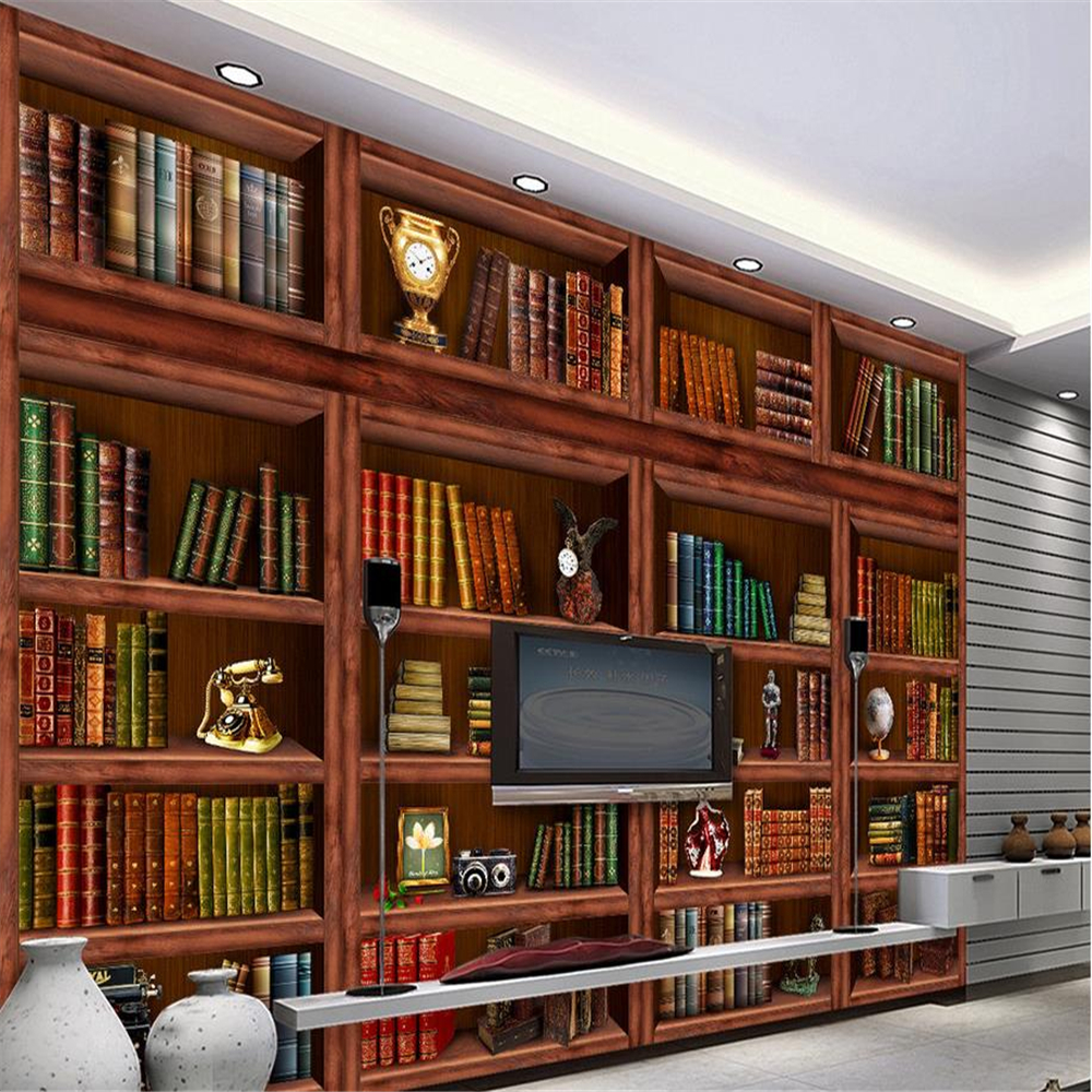 photo wallpaper for walls brown bookself wallpapers 3d murals beautiful scenery wallpapers