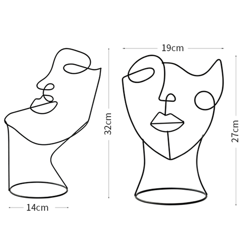 Abstract Character Sculpture Art Decor Nordic Metal Black Lines Handmade Figurines Home Decoration Art Gift