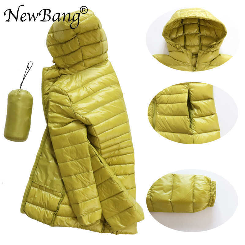 Bang 8XL Ladies Long Warm Down Coat With Portable Storage Bag Women Ultra Light Down Jacket Women's Overcoats Hip-Length 210819