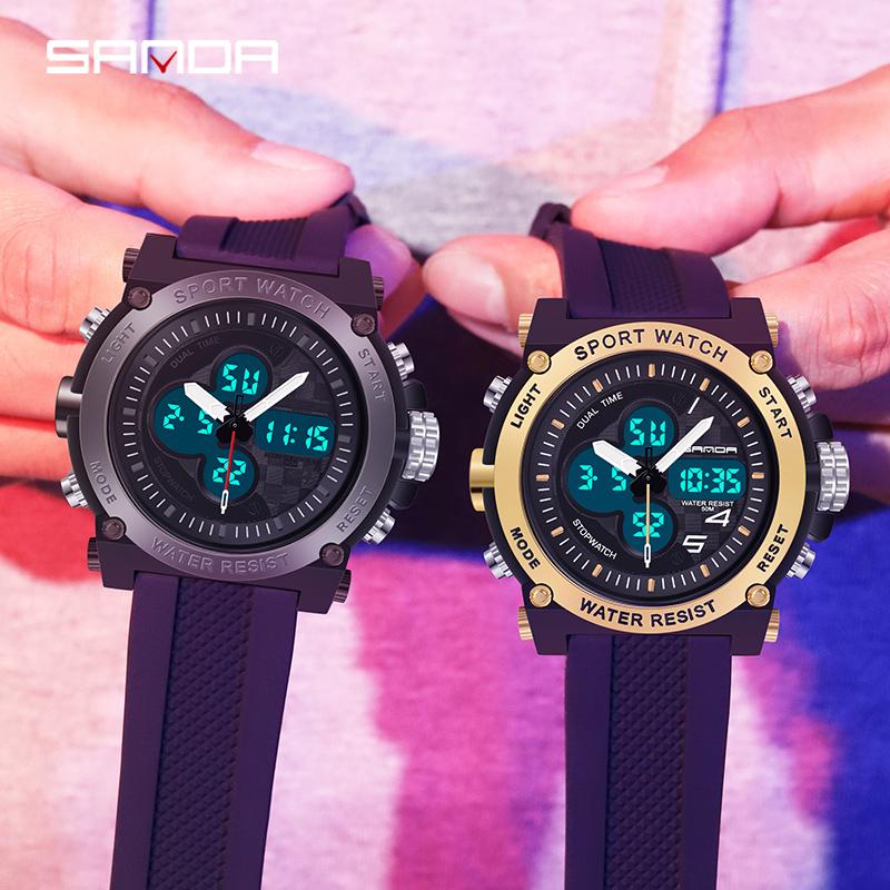 Wristwatches SANDA Outdoor Sports Men's Watches Military Quartz Watch For Male Wristwatch Electronic Dual Display Clock Relogio Masculino, Black
Wristwatches SANDA Outdoor Sports Men's Watches Military Quartz Watch For Male Wristwatch Electronic Dual Display Clock Relogio Masculino, Black