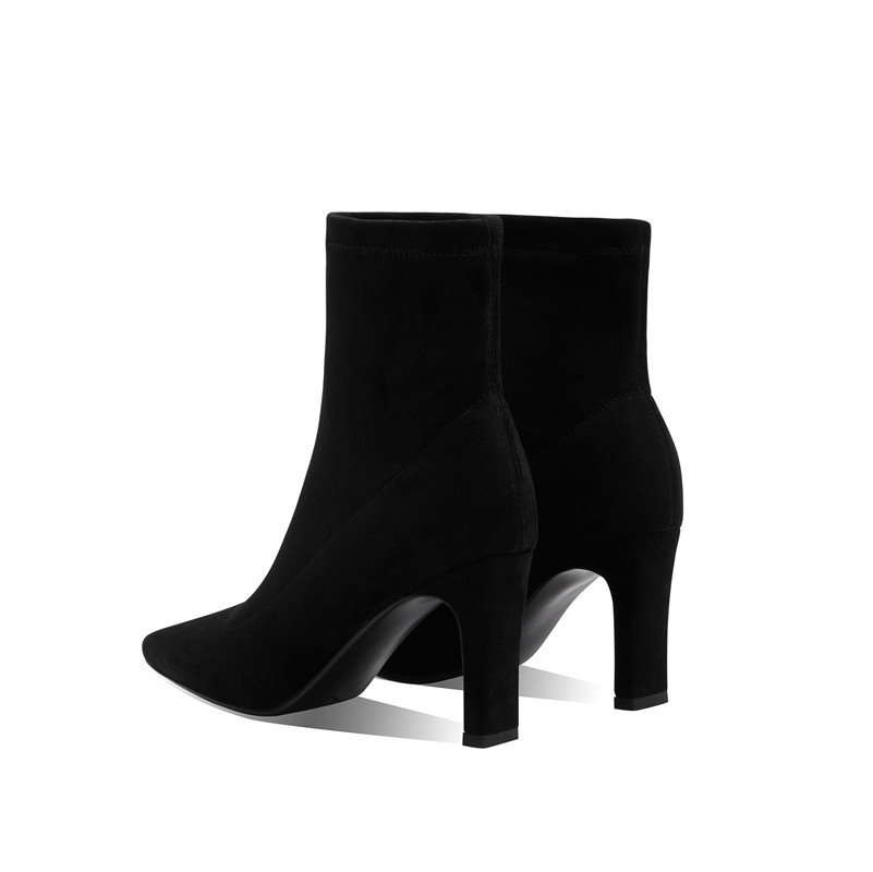 Short Boots Women Shoes High Heel Ankle Pointed Toe Chunky Heels Female Footwear Autumn Winter Black Size 34-39 210517