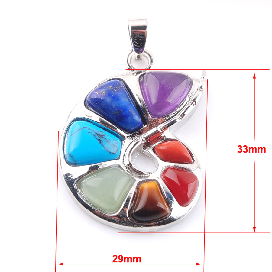 WOJIAER Spiral Shape Pendant Natural Stone 7 Chakra Pendants for Women Men Yoga Reiki Healing Bead Fashion Jewelry DN3671