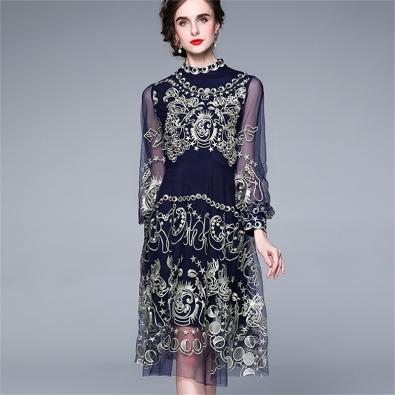 Vestidos Summer Style French Dress Women' Slim A-Line Vintage Embroidery Flower Mesh Dresses 210603, Picture color
Vestidos Summer Style French Dress Women' Slim A-Line Vintage Embroidery Flower Mesh Dresses 210603, Picture color