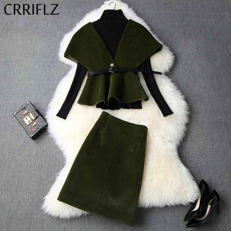 Winter Women Set Full Sleeve Turtlenck Pullover Cape Single-Breasted Coat Hip Skirt 3 Piece Fashion Patry Dress 210520, Green
Winter Women Set Full Sleeve Turtlenck Pullover Cape Single-Breasted Coat Hip Skirt 3 Piece Fashion Patry Dress 210520, Green