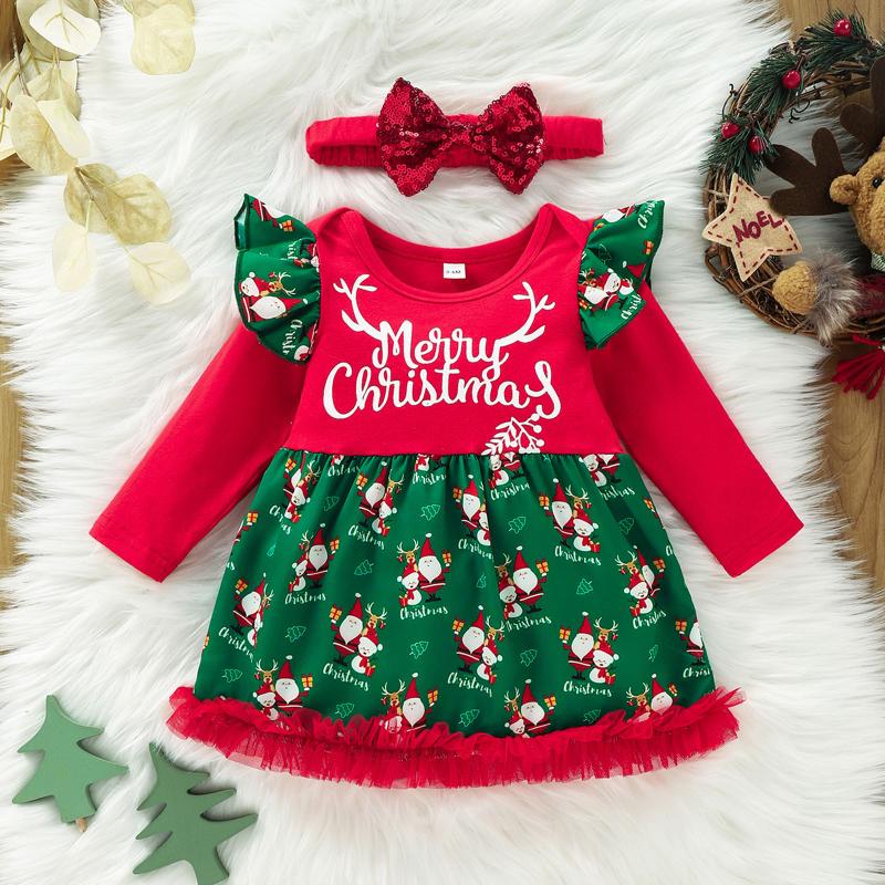 Girl's Dresses Born Baby Girls Clothes Dress Clothing Christmas Infant Toddler Flying Sleeve Print Santa + Headband Vestidos, Red
Girl's Dresses Born Baby Girls Clothes Dress Clothing Christmas Infant Toddler Flying Sleeve Print Santa + Headband Vestidos, Red
