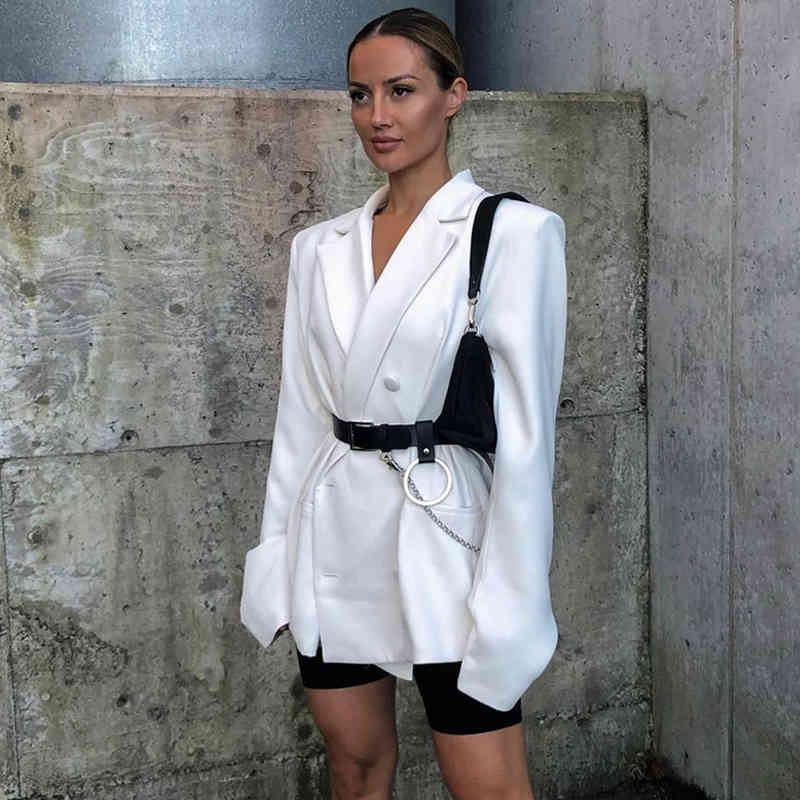 Women Blazer Double Breasted Long Sleeve Ladies Black Coat Temperament Women's Suit Jacket Loose Woman Tops 210524