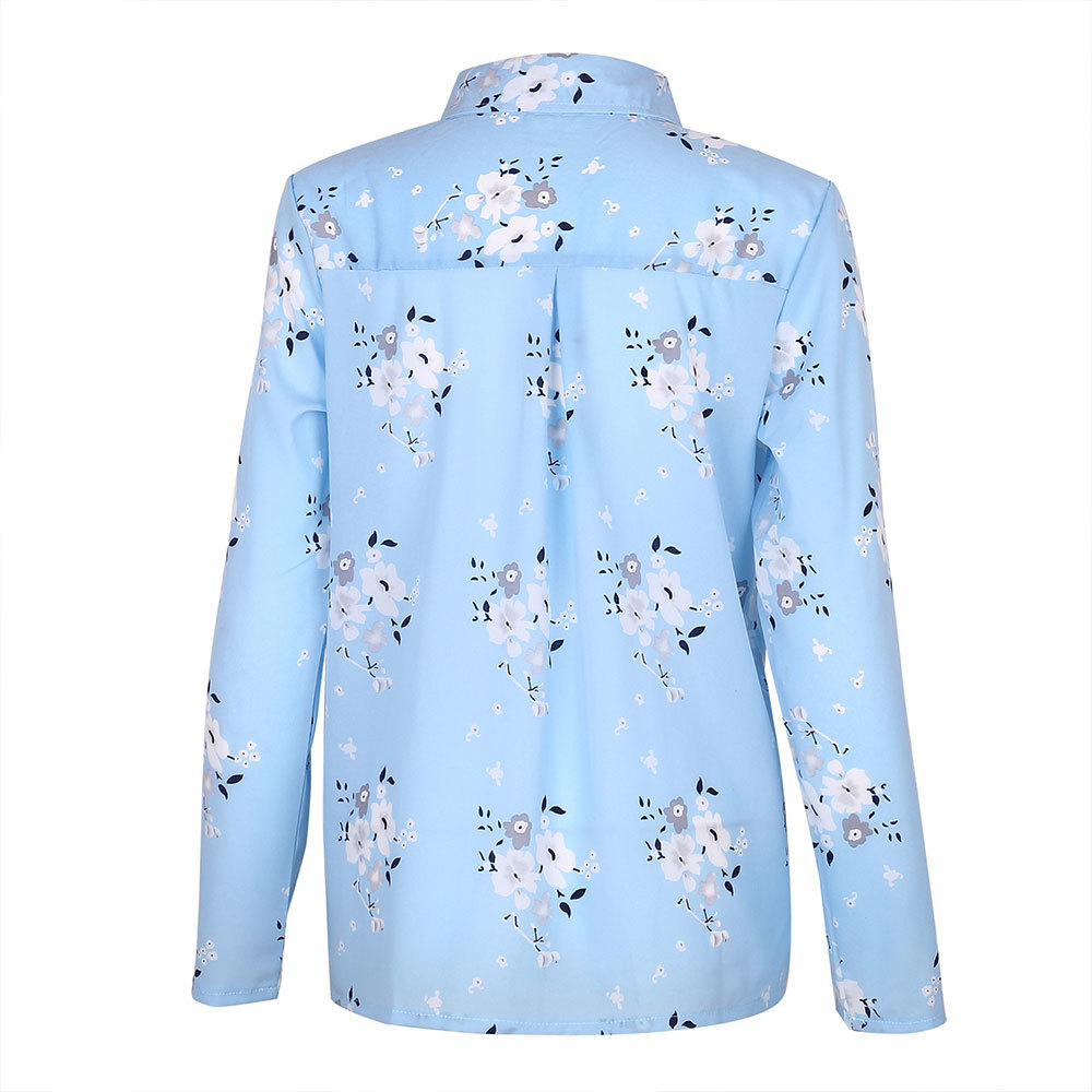 Women Casual Floral Print Blouse Spring Long Sleeve Button Turn-down Neck All-match Slim Shirt Leopard Blusas 210428