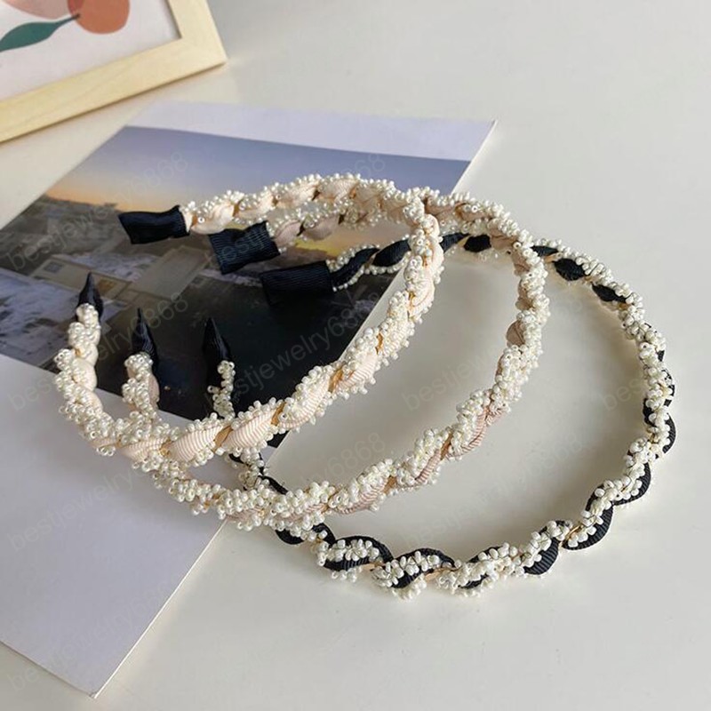 Fashion Women Headband Fresh Pearls Beaded Cross-wound Hairband Light Fresh Hairband For Girls Hair Accessories