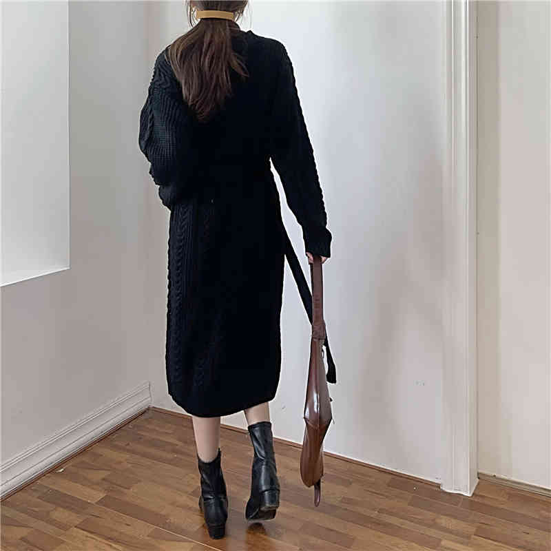 Autumn Winter V-neck Twist Knitted Cardigan Sweater Office Lady Work Wear Tops Solid Long Sleeve Sweaters Female 210421