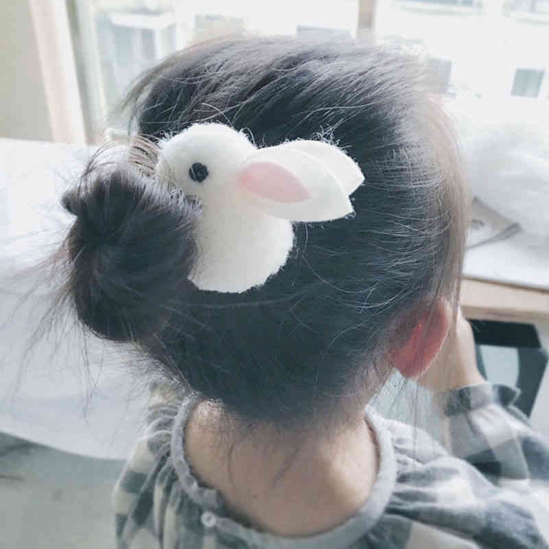 Hair Accessories Net Red Cute Little Rabbit Three-dimensional Plush Hairpin Student Korean Version Sweet Headdress Super Fairy