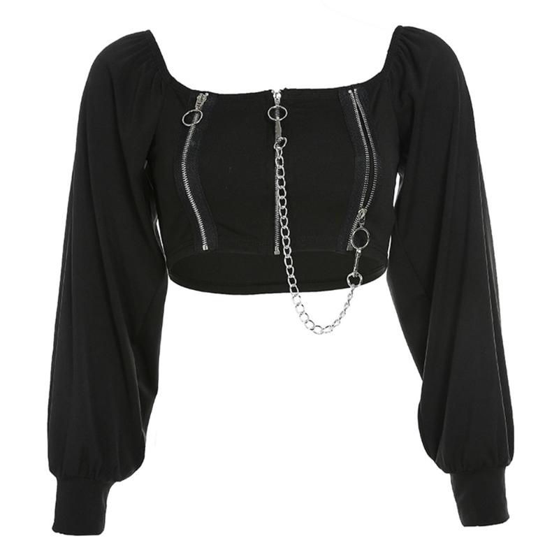Women' Blouses & Shirts Women Gothic Blouse Street Zipper With Chain Top Square Collar Trumpet Long Sleeve Female Goth Dark Short Black
Women' Blouses & Shirts Women Gothic Blouse Street Zipper With Chain Top Square Collar Trumpet Long Sleeve Female Goth Dark Short Black