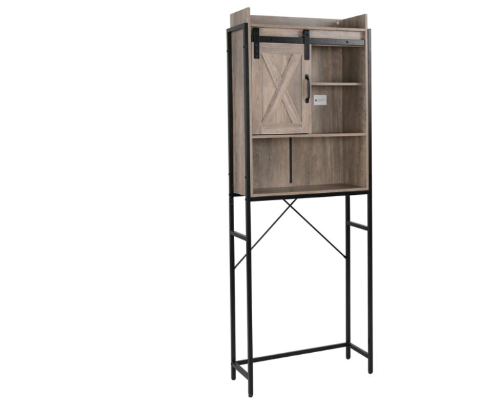 Bedroom Furniture FCH Retro Style MDF With Triamine Iron Frame Sliding Door Three-Layer Rack Bathroom Cabinet
