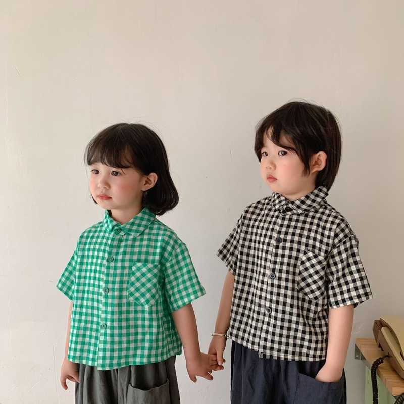 Summer unisex children plaid short sleeve shirts boys and girls cotton loose turndown collar Thin Tops 210615, Green
Summer unisex children plaid short sleeve shirts boys and girls cotton loose turndown collar Thin Tops 210615, Green