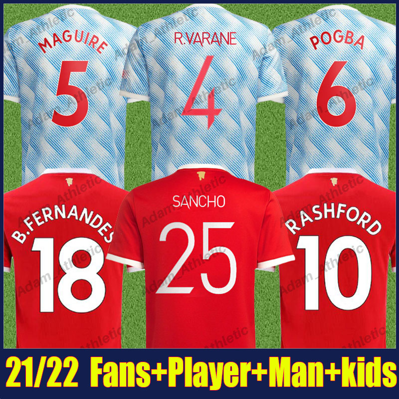 Man United R.Varane Sancho Soccer Jerseys Player Version Van de Beek Rashford B.Ferrnandes Chemises de football Devils Red Devils Pogba Shaw Gree