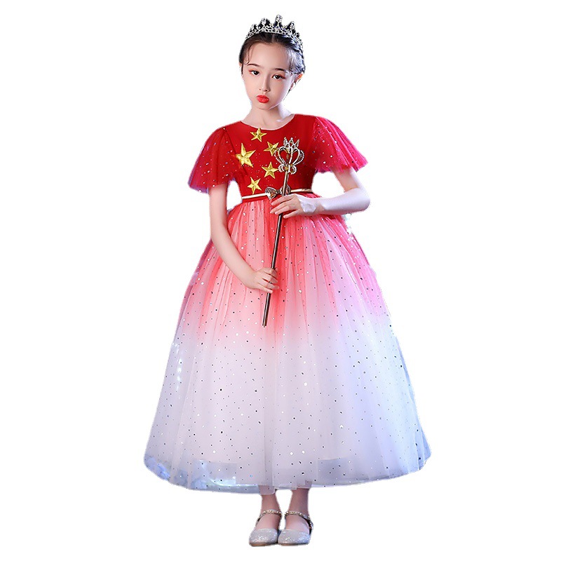 2021 Cute Flower Girl Dresses white red Appliqued Beaded Feather Girl Pageant Gown Cascading Ruffle Sweep Train Custom Made Birthday Gowns