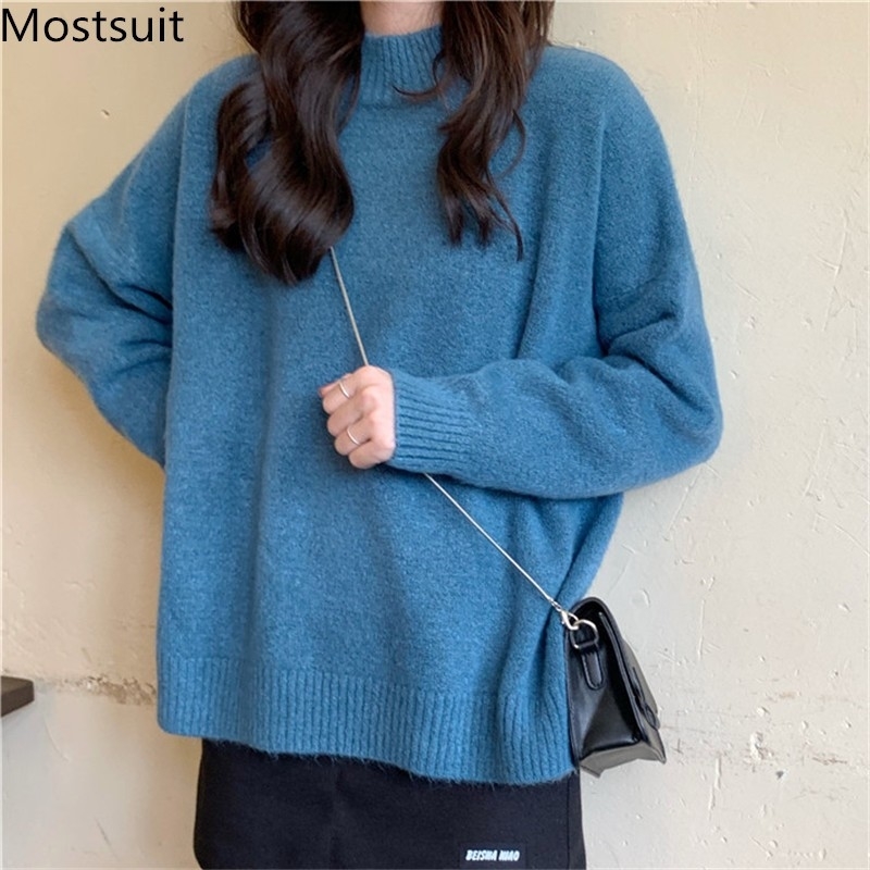 Korean Casual Fashion Knitted Women Sweaters Long Sleeve Mock Neck Solid Pullovers Tops Soft Warm Ladies Jumpers 210518, Purple
Korean Casual Fashion Knitted Women Sweaters Long Sleeve Mock Neck Solid Pullovers Tops Soft Warm Ladies Jumpers 210518, Purple