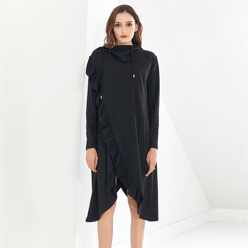 Black Sweatshirt For Women Hooded Collar Long Sleeve Patchwork Ruffles A Line Split Female Autumn Clothing 210520
Black Sweatshirt For Women Hooded Collar Long Sleeve Patchwork Ruffles A Line Split Female Autumn Clothing 210520