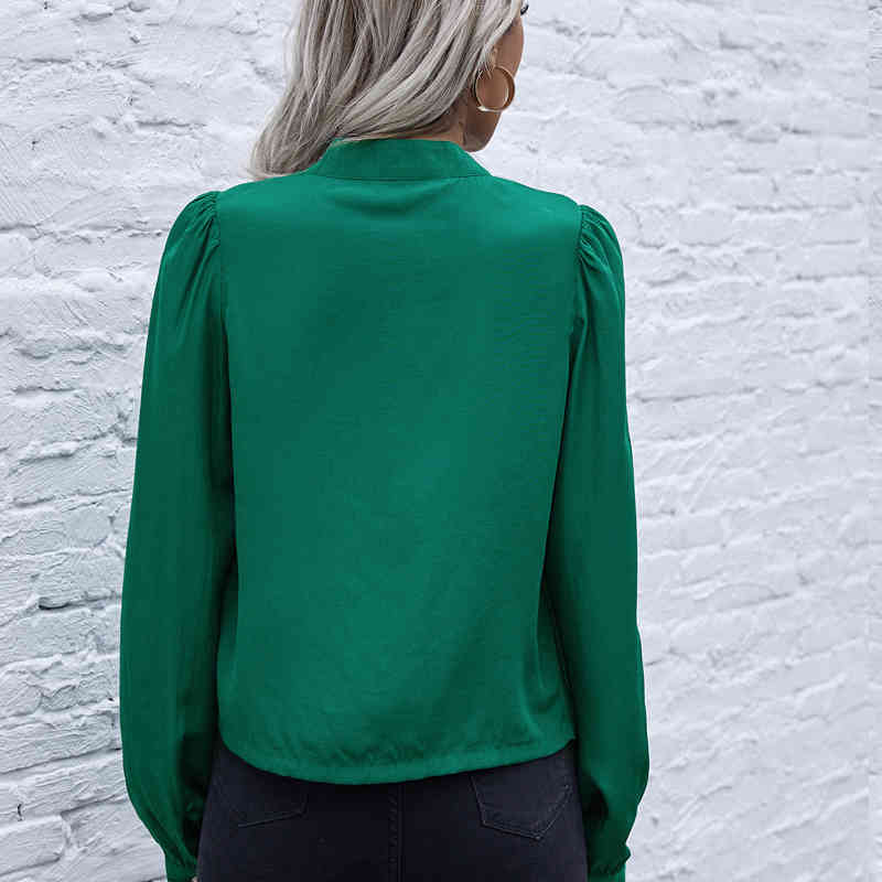 Fashion loose elegant pearl button shirt tops for women autumn and summer womens clothes Solid blouse Office Lady s 210508