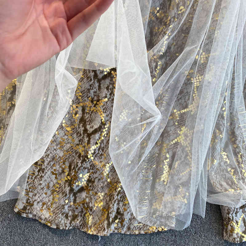 Nomikuma Snake Skin Printed Blouse Tops Korean Bow Tie Collar Lanter Sleeve Shirt New Spring Mesh Patchwork Blusas Mujer 6E073 210427