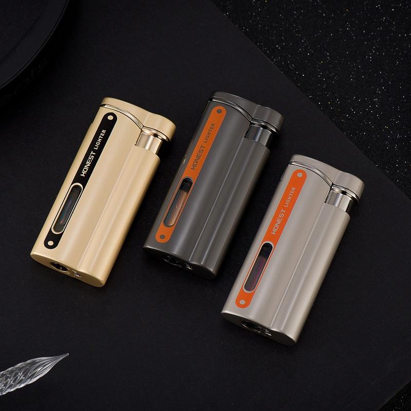 HONEST Jet Torch Lighter Turbo Metal Visible Gas Window Windproof Inflated Cigarette Cigar Lighters Gadgets For Man
HONEST Jet Torch Lighter Turbo Metal Visible Gas Window Windproof Inflated Cigarette Cigar Lighters Gadgets For Man