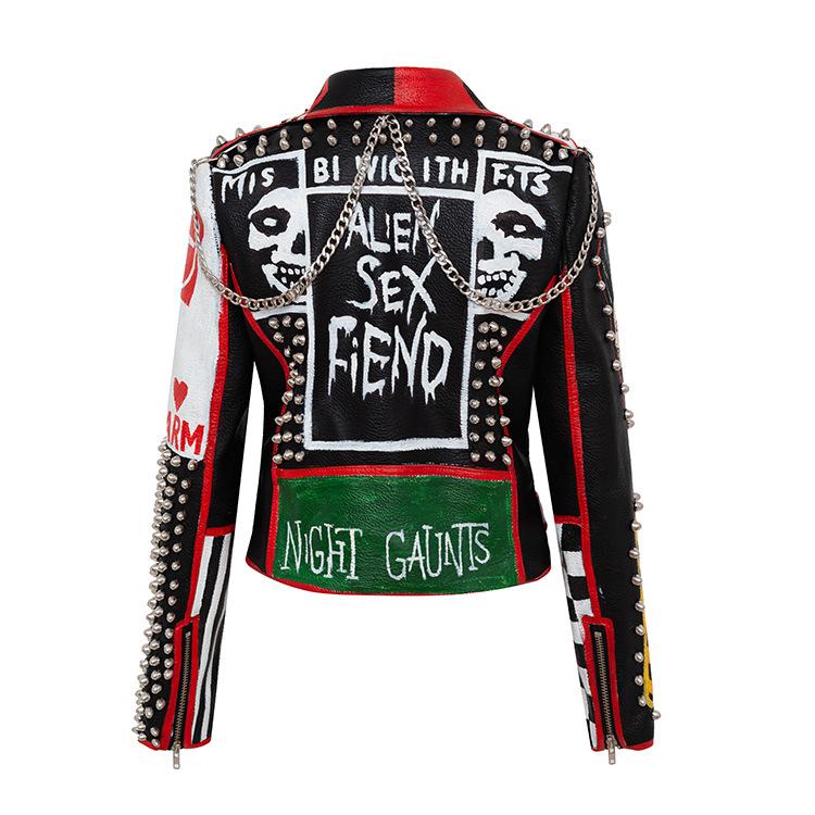 Women' Leather & Faux Full Rivet Jacket Motobike Cool Punk Rock Coat Chic Yuppie Stage Show Costumes Drum Guitar Club Metal Chain Patches, Black
Women' Leather & Faux Full Rivet Jacket Motobike Cool Punk Rock Coat Chic Yuppie Stage Show Costumes Drum Guitar Club Metal Chain Patches, Black