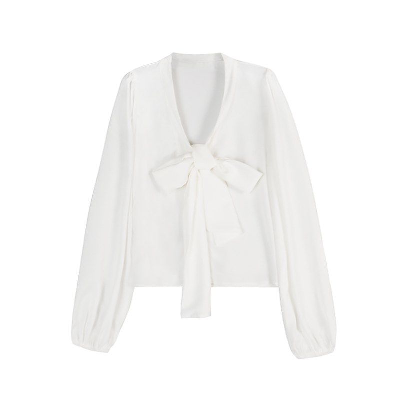 Long Sleeve Chiffon White shirt Spring Blouse Women Solid Bow Collar Ladies Tops Shirts Blusas Feminine 615B 210420