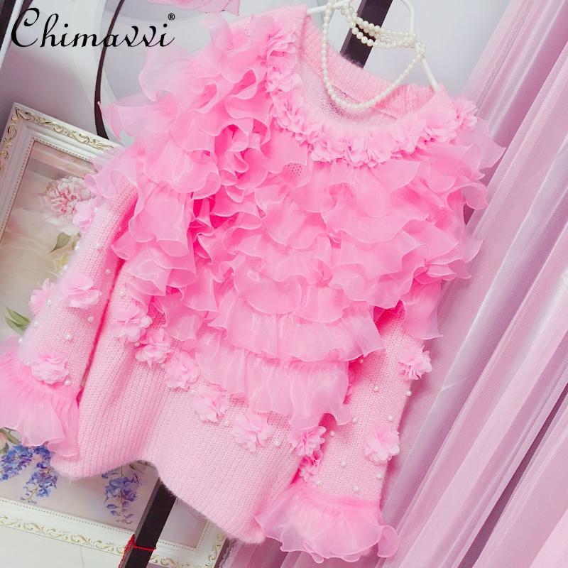 Women's Sweaters 2021 Fall And Winter Women Korean Trendy Mesh O-neck Sweater Ladies Fashion Sweet 3D Handmade Flower Pullover Knitted Top, White;black
Women's Sweaters 2021 Fall And Winter Women Korean Trendy Mesh O-neck Sweater Ladies Fashion Sweet 3D Handmade Flower Pullover Knitted Top, White;black