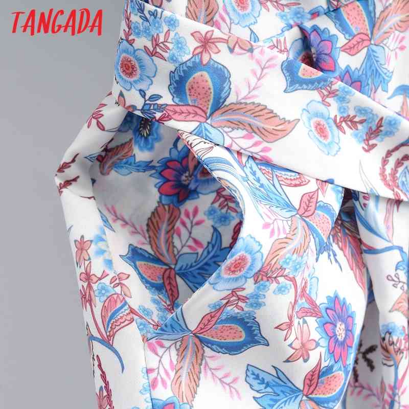 Women Colorful Floral Print Chiffon Short Sleeve With Slash Female Casual Jumpsuit 1F164 210416